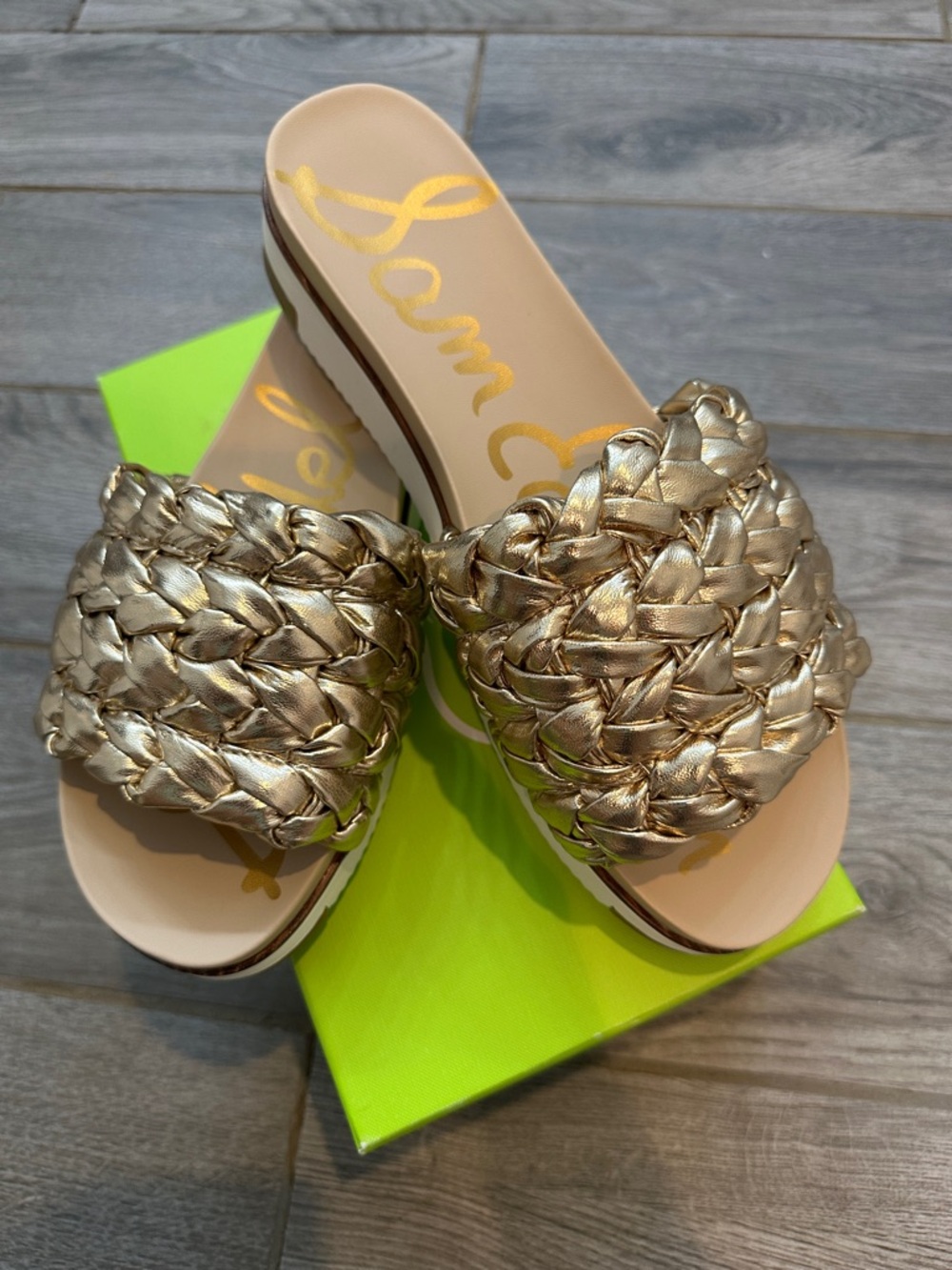 Sam Edelman Gold Braided Slide Sandals NWT - Picture 3 of 5